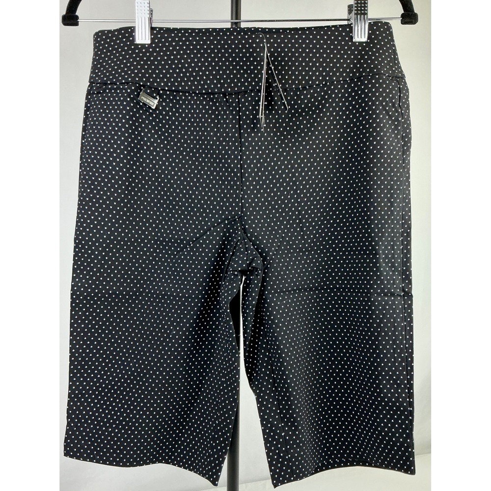 Premise Studio Black Polka Dot Bermuda Shorts Tummy Control Womens Small